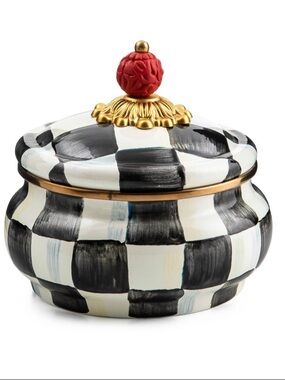 Mackenzie-Childs Courtly Check Squashed Pot.  New!